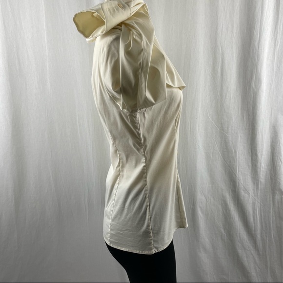Piazza Sempione Ivory Fitted Button Up Long Sleeve Blouse with Oversized Collar - Picture 4 of 11